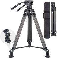 ultra stable & lightweight carbon fiber video tripod, 74 inch heavy duty camera tripod with fluid drag head and 2 pan bar handles, max load 22lb - professional camera tripod logo