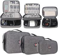 🔌 bubm travel cable organizer - 3pcs universal electronics accessories carry bag for cables, usb flash drive, battery, and more - denim gray logo