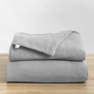 🛏️ baloo natural linen duvet cover - removable cover for weighted blankets | soft, breathable french linen | premium quality | dove grey | 42x72 inches logo