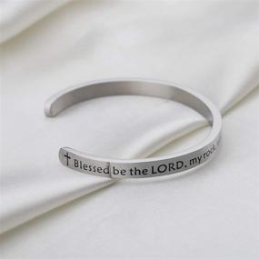 img 3 attached to 🙏 MYOSPARK Christian Bracelet - Psalm 144:1, Blessed Be The Lord, My Rock – Training My Hands for War and Fingers for Battle – Cross Bracelet – Religious Jewelry Gift