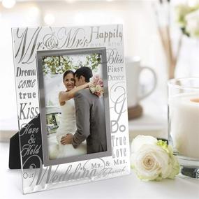 img 1 attached to 🖼️ Malden International Designs Mirrored Glass With Silver Metal Inner Border Mr. and Mrs. Picture Frame, 4x6, Silver - Stylish Photo Display for Couples