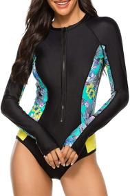 img 3 attached to 🏊 Performance-Ready Women's Long Sleeve One Piece Swimsuit: Perfect for Sports, Surfing, and Swimwear