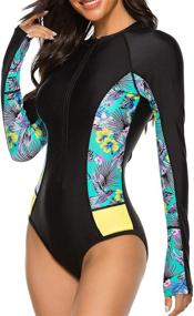 img 2 attached to 🏊 Performance-Ready Women's Long Sleeve One Piece Swimsuit: Perfect for Sports, Surfing, and Swimwear