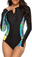 🏊 performance-ready women's long sleeve one piece swimsuit: perfect for sports, surfing, and swimwear logo