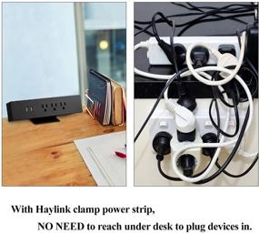 img 1 attached to 💡 Haylink Desk Clamp Power Strip: 3 AC Outlets, 2 USB Charging Ports, Removable Edge Mount - Black