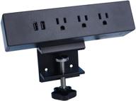 💡 haylink desk clamp power strip: 3 ac outlets, 2 usb charging ports, removable edge mount - black logo