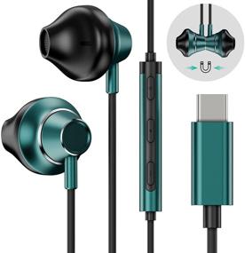 img 4 attached to 🎧 SIYIBAEBY USB C Headphones - Magnetic Wired Earbuds with Microphone for Samsung S21/S20/Note 10/20, OnePlus 6T/7/8, Google Pixel 5/4/3/2, Huawei P40/P30/P20