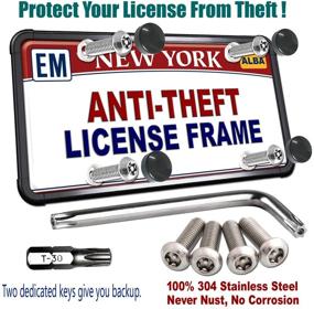 img 2 attached to 🔒 Black Silicone License Plate Frame with Anti Theft Screws - Car Tag Holder Cover for Front or Rear, Security Mount Bracket Kit - Stainless Steel Bolts, Fastener, Caps