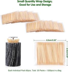 img 1 attached to Premium Bamboo Wood Toothpicks - Minisland 2mm Thick, 1200 Counts in 20 Small Packs. Bulk Round Sturdy Travel Outdoor Disposable, Portable - MSL142