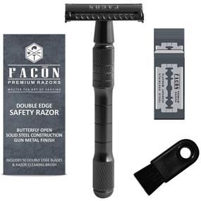 img 3 attached to 🪒 Facón Classic Long Handle Double Edge Safety Razor with 50 Platinum Japanese Stainless Steel Blades - Experience Smooth Wet Shaving and Get 200+ Shaves