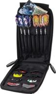 🎯 casemaster mini pro black leatherette dart case - holds 6 darts: steel tip or soft tip, slim profile, leather-like design, integrated pockets for flights, shafts, and tips логотип