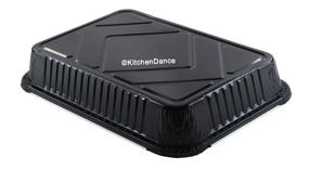 img 1 attached to Кухонные сковородки KitchenDance весом 4 фунта с крышками в виде доски # 52180L, цвет - черный - набор из 25 штук.