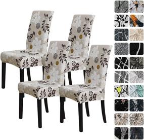 img 4 attached to FORCHEER Printed Stretchable Dining Chair Slipcovers Set of 4, Washable 🌸 & Removable, for Kitchen, Hotel, Restaurant, Ceremony - Universal Size, Flower Design