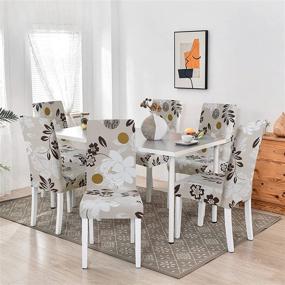img 3 attached to FORCHEER Printed Stretchable Dining Chair Slipcovers Set of 4, Washable 🌸 & Removable, for Kitchen, Hotel, Restaurant, Ceremony - Universal Size, Flower Design