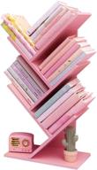 📚 real wooden bookshelf: nw 1776 tree bookshelf with 4-layer floor standing design, ideal for organizing books, magazines, cds, photo albums, and office storage rack - desktop organizer in pink logo