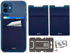 img 4 attached to WUOJI RFID Blocking Phone Card Wallet - Double Secure Pocket - Ultra-Slim Self Adhesive Credit Card Holder Card Sleeves Phone Wallet Sticker All Smartphones (Dark Blue)-2PC