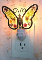 🦋 stained glass butterfly night light with metal trim - decorative accent lite for nursery, bedroom, or bathroom décor - elegant home decoration and guardian gift in color boxes логотип