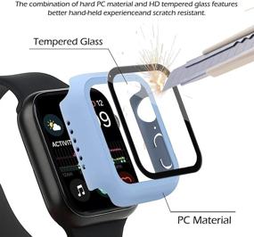 img 3 attached to Premium 8 Pack RIDAINTY Screen Protector Case for Apple Watch 44mm - Ultra Slim Hard Case with Tempered Glass Bumper - iWatch Protective Cover for Series 6 5 4 SE - Smartwatch Accessories for Men and Women