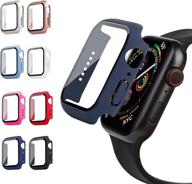 premium 8 pack ridainty screen protector case for apple watch 44mm - ultra slim hard case with tempered glass bumper - iwatch protective cover for series 6 5 4 se - smartwatch accessories for men and women logo