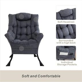 img 3 attached to 🪑 Discover the Comfort of Explore Land Living Room Single High Back Lazy Chair - Modern Upholstered Accent Chair in Dark Grey