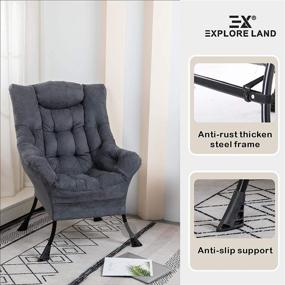 img 2 attached to 🪑 Discover the Comfort of Explore Land Living Room Single High Back Lazy Chair - Modern Upholstered Accent Chair in Dark Grey