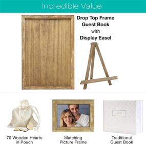 img 3 attached to 🎨 Rustic Brown Wood Wedding Guest Drop Top Frame: Alternative Guest Book with 70 Blank Wooden Hearts, Picture Frame, and Display Easel