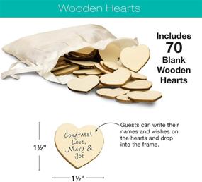img 1 attached to 🎨 Rustic Brown Wood Wedding Guest Drop Top Frame: Alternative Guest Book with 70 Blank Wooden Hearts, Picture Frame, and Display Easel