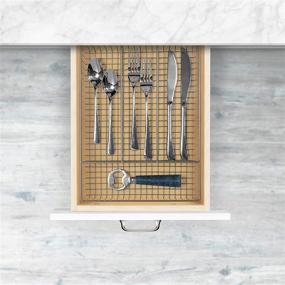 img 1 attached to 🏡 Farmhouse Grid Organizer & Utensil Holder, Rustic Kitchen Storage & Cutlery Tray, Silverware Drawer Organizer, Small Size, Satin Nickel