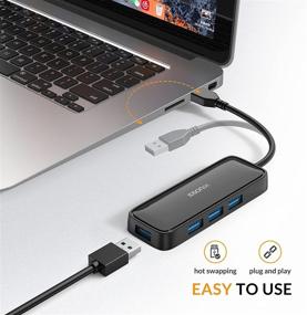 img 1 attached to 💻 iDsonix Ultra-Slim 4-Port USB 3.0 Hub - High-Speed Data Transfer USB-A Hub for Laptop, MacBook, Mac Pro, iMac, Surface Pro, XPS, PC - Compatible with Flash Drive, Mobile HDD, SSD, Keyboard, Mouse, and More