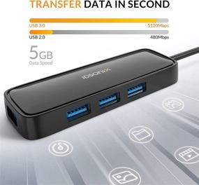 img 2 attached to 💻 iDsonix Ultra-Slim 4-Port USB 3.0 Hub - High-Speed Data Transfer USB-A Hub for Laptop, MacBook, Mac Pro, iMac, Surface Pro, XPS, PC - Compatible with Flash Drive, Mobile HDD, SSD, Keyboard, Mouse, and More