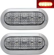 🚦 high-quality usa made pair of chrome 6" oval clear red led stop turn tail lights for trailer truck rv – surface mount, 2 lights included logo