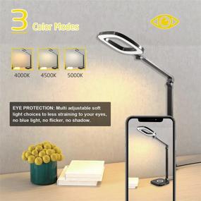 img 3 attached to 💡 Black Foldable Dimmable LED Desk Lamp with Wireless Charger, USB Charging Port, 3 Lighting Modes, 4 Brightness Levels - Ideal for College Dorm, Office, Bedroom & More - 12W