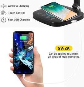 img 1 attached to 💡 Black Foldable Dimmable LED Desk Lamp with Wireless Charger, USB Charging Port, 3 Lighting Modes, 4 Brightness Levels - Ideal for College Dorm, Office, Bedroom & More - 12W