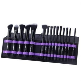 img 3 attached to 💄 Portable 15pcs Black Kabuki Makeup Brushes Set - Foundation, Eyeshadow, Concealer, Lash, Blush Brush with Case