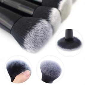 img 1 attached to 💄 Portable 15pcs Black Kabuki Makeup Brushes Set - Foundation, Eyeshadow, Concealer, Lash, Blush Brush with Case