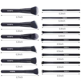 img 2 attached to 💄 Portable 15pcs Black Kabuki Makeup Brushes Set - Foundation, Eyeshadow, Concealer, Lash, Blush Brush with Case