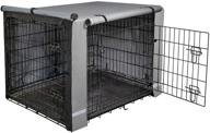 🐶 yotache dog crate cover: waterproof polyester kennel covers, gray - fits 18-48 inch double door wire dog cages - indoor/outdoor durable & lightweight логотип