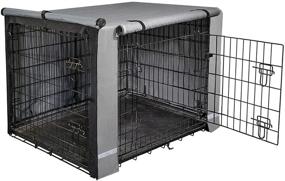 img 4 attached to 🐶 Yotache Dog Crate Cover: Waterproof Polyester Kennel Covers, Gray - Fits 18-48 Inch Double Door Wire Dog Cages - Indoor/Outdoor Durable & Lightweight