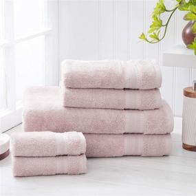 img 4 attached to 🛀 Welhome Premium 100% Egyptian Cotton Towel Set in Blush - Ultra Absorbent - Soft & Luxurious Bath Towels - 600 GSM - Machine Washable - Includes 2 Bath Towels, 2 Hand Towels, and 2 Wash Towels