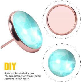 img 2 attached to BronaGrand 50-Piece Rose Gold Stainless Steel Stud Earring Cabochon Setting Post Cup for 10mm + 50 Earring Safety Backs