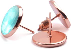 img 1 attached to BronaGrand 50-Piece Rose Gold Stainless Steel Stud Earring Cabochon Setting Post Cup for 10mm + 50 Earring Safety Backs