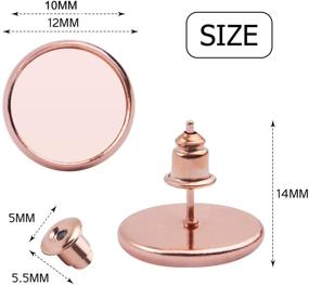 img 3 attached to BronaGrand 50-Piece Rose Gold Stainless Steel Stud Earring Cabochon Setting Post Cup for 10mm + 50 Earring Safety Backs