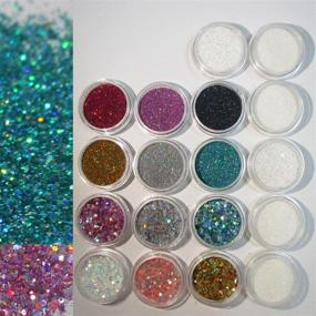 img 1 attached to 🎉 18 Jar Chunky and Fine Glitter Powder Set: Irdescent White, Holographic Gold, Silver, Black - Hexagon Glitter Sequins, Dust, Nail Decor; Perfect for Resin Craft, Cosmetic Accessories (Fine Glitter)