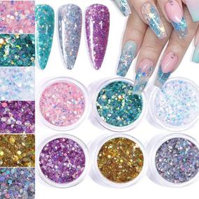 img 2 attached to 🎉 18 Jar Chunky and Fine Glitter Powder Set: Irdescent White, Holographic Gold, Silver, Black - Hexagon Glitter Sequins, Dust, Nail Decor; Perfect for Resin Craft, Cosmetic Accessories (Fine Glitter)