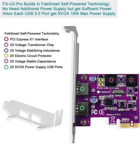 img 3 attached to 🔌 FebSmart USB 3.0 PCI Express Expansion Card for Windows Server, XP, Vista, 7, 8, 8.1, 10 PCs - 2 Ports, Super Fast 5Gbps, Build-in Self-Powered Technology - No Additional Power Supply Required (FS-U2-Pro)