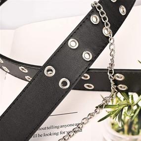 img 1 attached to 👩 Stylish Grommet Pin Buckle Punk Rocker Utility Women's Leather Belt - Must-Have Women's Accessory