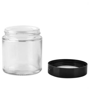 img 3 attached to 💎 12 Pack 4oz Clear Glass Cosmetics Jars with White Liners and Black Lids - Ideal for Face Cream and Lotion