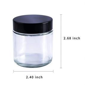 img 2 attached to 💎 12 Pack 4oz Clear Glass Cosmetics Jars with White Liners and Black Lids - Ideal for Face Cream and Lotion