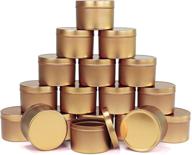 🌼 18-piece candle tin set, 8 oz containers for diy candle making kit, metal storage case for dry spices, camping, party favors, and sweet gifts, mother's day gold logo