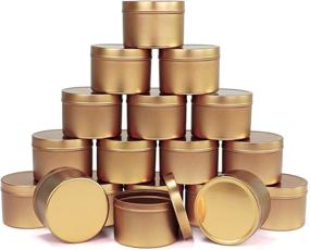 img 4 attached to 🌼 18-Piece Candle Tin Set, 8 oz Containers for DIY Candle Making Kit, Metal Storage Case for Dry Spices, Camping, Party Favors, and Sweet Gifts, Mother's Day Gold